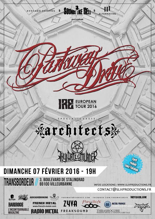 parkway drive architects thy art is murder lyon transbordeur IRE tour 2016