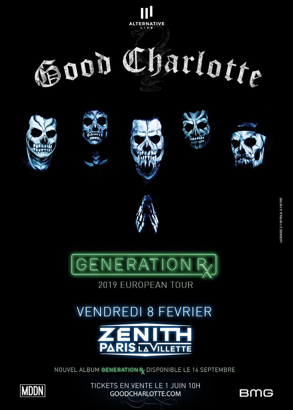 good Charlotte generation rx actual pain zénith de Paris alternative live BMG
